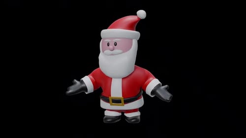 Animated 3D Santa Claus Waving Character for Christmas