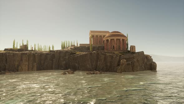Ruins of an Ancient Roman Temple Overlooking the Serene Coastline at ...