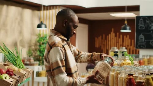 Man Shopping in Local Food Market