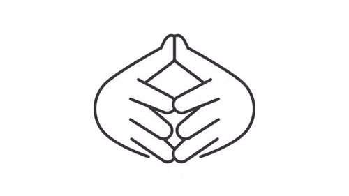 Animated steeple hands gesture line icon