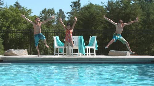 Kids Super Slow Motion Pool Jump