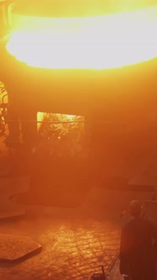 The Process of Molten Steel Pouring in a Foundry is an Essential Industrial Operation Stock Clip