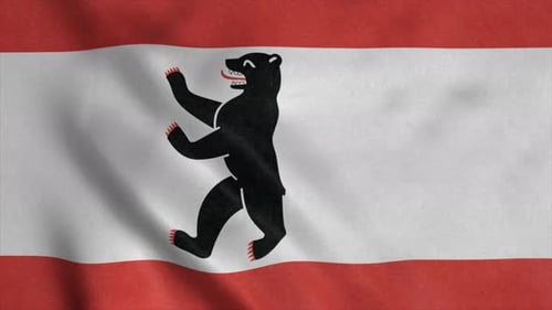 Seamless Loop of Waving Berlin Flag with Bear Emblem