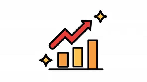 Animated Business Growth Bar Chart with Upward Progress Arrow