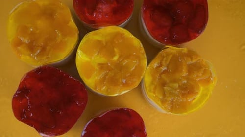 Colorful Fruit Jelly Dessert Treats Close Up