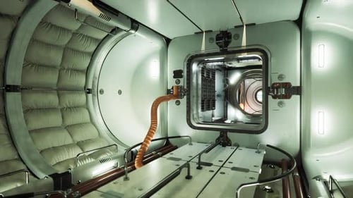 Inside a Space Station Module Featuring Advanced Tech and Design