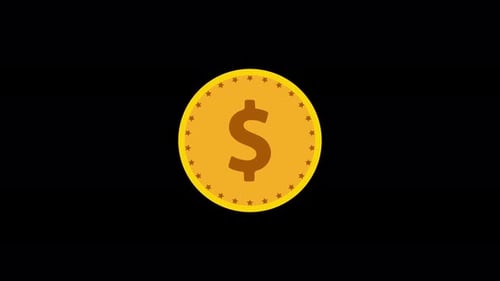 Abstraktes goldenes Dollarsymbol isoliert auf schwarzer Hintergrundanimation. Vd\_1293
