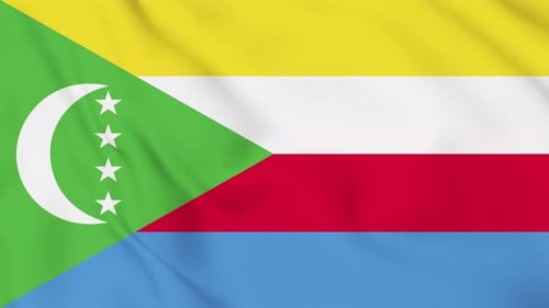 Comoros National Flag Waving in Wind Seamless Loop