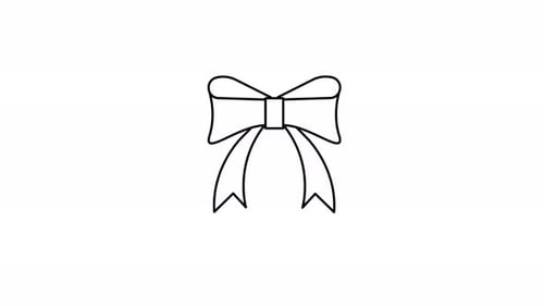 Animated Decorative Bow Line Art with Sparkling Elements