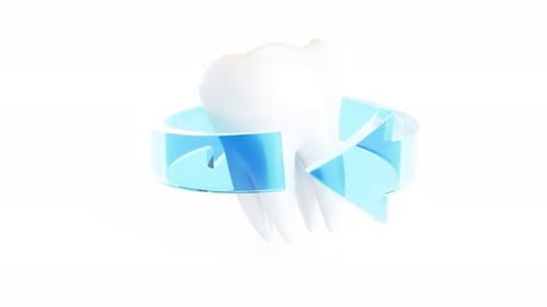 3D Animated Tooth with Rotating Protection Arrow