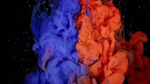 Abstract Ink Clouds of Blue and Orange