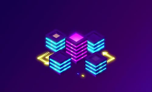 Isometric Neon Technology Data Server Network Animation