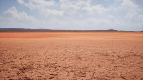 Slow Camera Movement Over Dry Cracked Earth Landscape