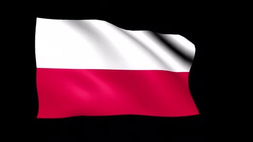 Polish National Flag Waving in Realistic Fabric Animation