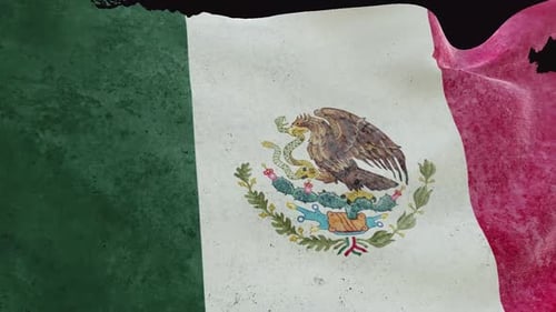 Waving Grunge Mexican Flag with Distressed Texture