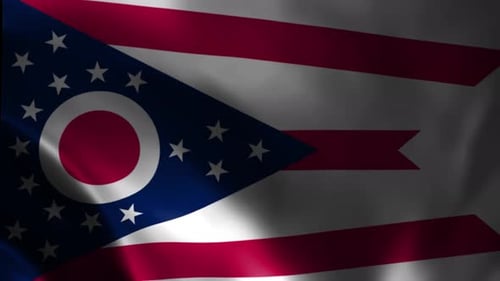 Ohio State Waving Flag. Flag of Ohio Waving Animation.