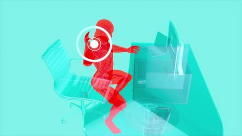 3D Human Anatomy Ergonomics at Office Desk Animation