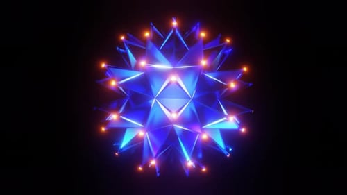 3D-Loop-Animation des rotierenden polygonalen Prismas mit leuchtenden Scheitelpunkten