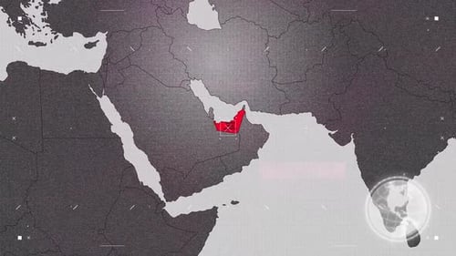 United Arab Emirates Map Red And Gray With Effects