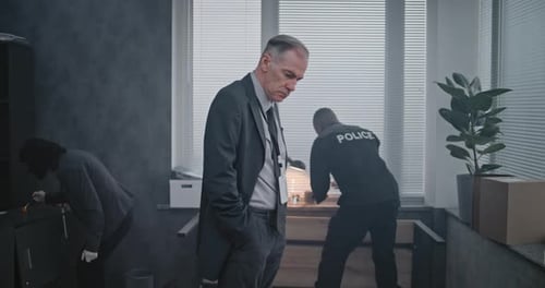 Office Robbery or Murder Case Crime Investigation Team Working