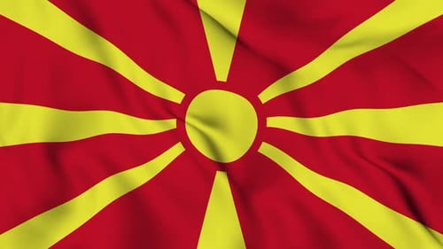 North Macedonia Flag Waving Seamless Loop