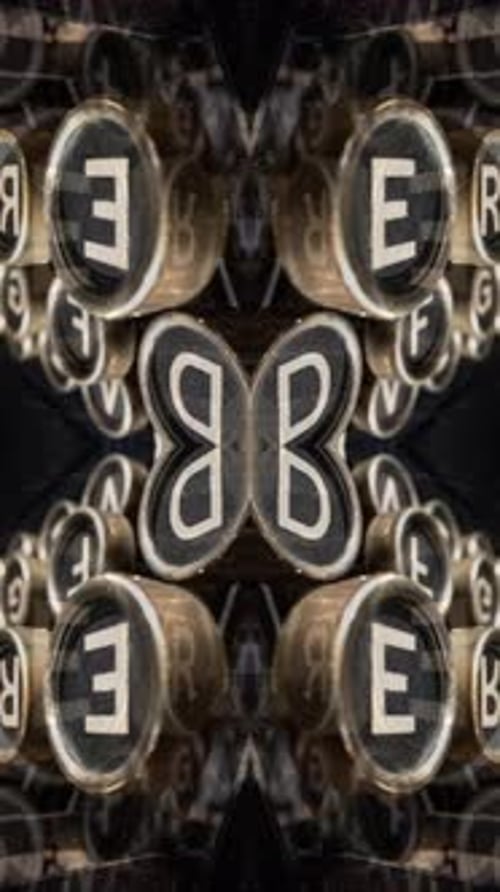 Abstract Kaleidoscope of Typewriter Keys Metal and Dark