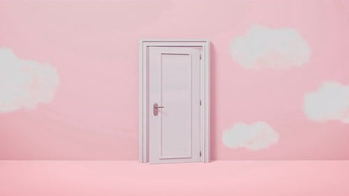 Animated Door Opening Transition with Clouds