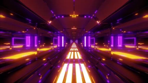 Seamless Loop Flying Through Sci-Fi Neon Light Tunnel