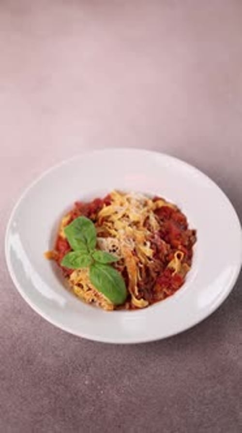 Delicious pasta in a restaurant. Close-up