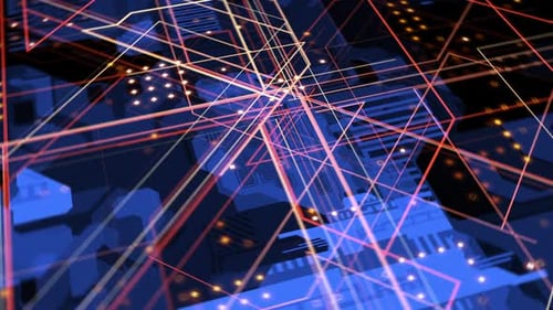 advanced technologies of computer computing. animation of space on the technological concept