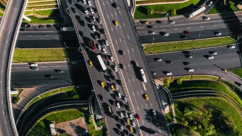 Traffic Along The Highway Aerial
