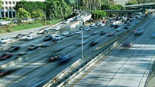 Panorama of Highway Traffic at Daytime, Time Lapse America