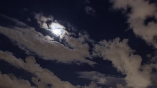 Clouds Racing Past Full Moon in Starry Night Sky