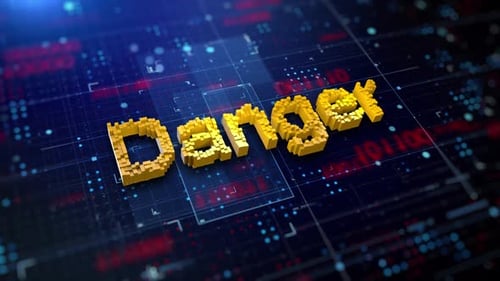 Animated Voxel Danger Text on Futuristic Cyber Background