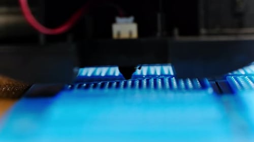 3D Printing Process with Blue Filament