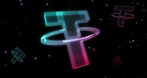 Tether USDT stablecoin cryptocurrency symbol loop digital concept