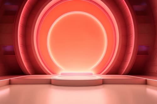 podium Futuristic showcase with platform for product displaying. Empty modern stage display