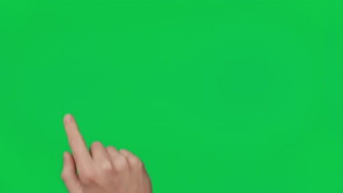 Male Hand Touching Clicking Tapping Sliding and Swiping on Chroma Key Green Screen Background