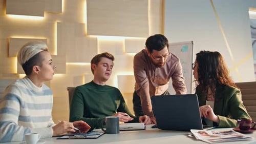 Business Team Failed Work Issue Feeling Desperate Sitting Office Conference Room