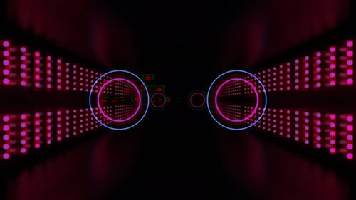 Cyan And Pink Digital Corridor With Bright Neon Circles Background Vj Loop In 4K