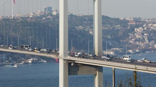 Traffic on the Bridge Over the Bosphorus in Istanbul