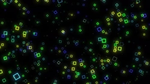 Futuristische moderne neonleuchtende geometrische Formanimation auf schwarzem Hintergrund, Hightech