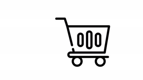 Animated Shopping Cart Icon with Dropping Products