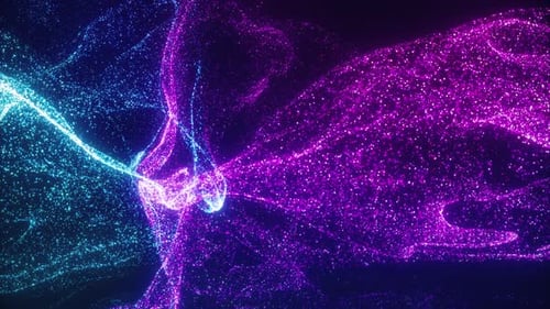 Boucle de fond d'animation de fluide à particules colorées abstraites