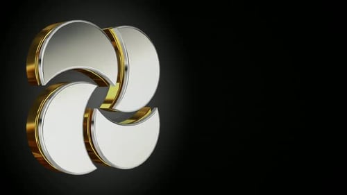 3D Metallic Gold Silver Abstract Rotating Logo Loop