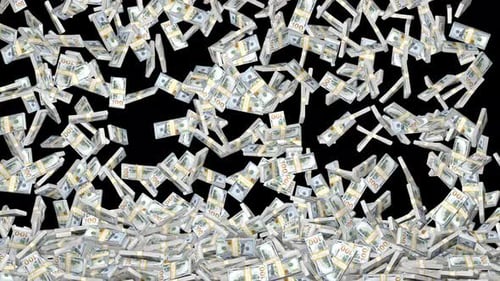 Falling Money Bundles: Abundance of Hundred Dollar Bills Animation