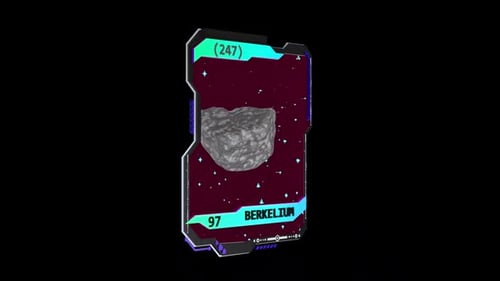 Futuristic Sci-Fi Element Info Card with Rotating Asteroid