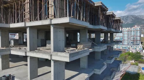 Aerial Video of Building Structure With Exposed Columns