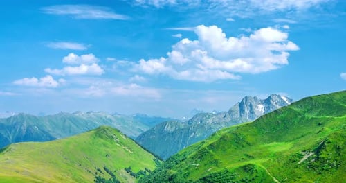 Scenic Mountains Landscape View with Clouds in Sky