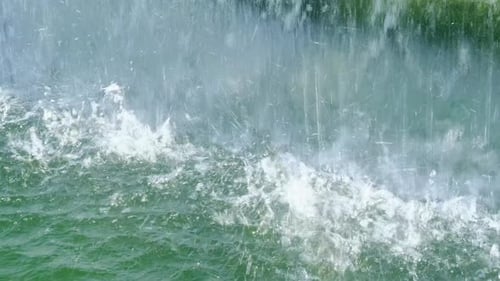 Cascading Waterfall Into River Natural Scene